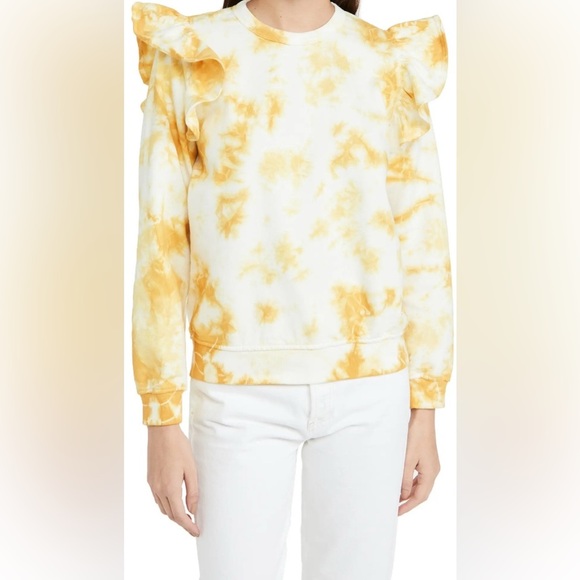 Clare V Yellow Tie-Dye Ruffle Sweatshirt - Picture 1 of 11